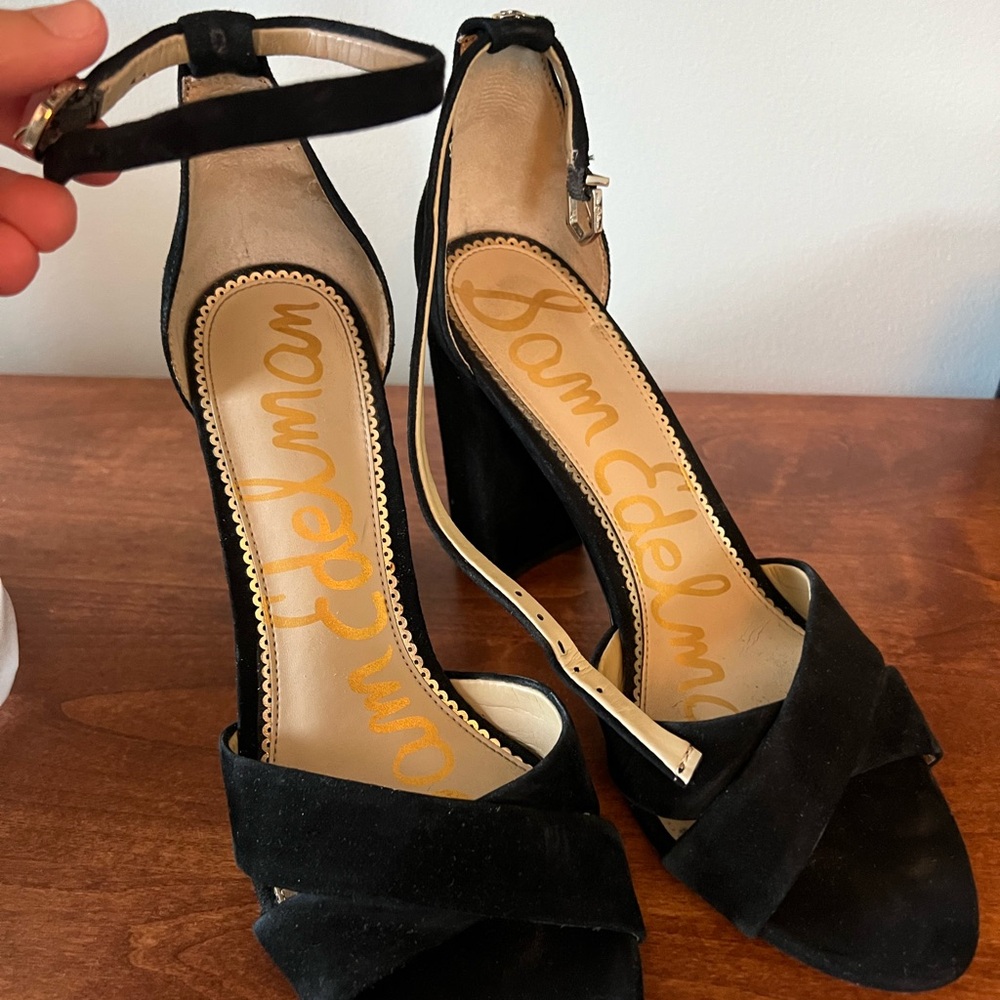 Sam Edelman Yancy Suede Block Heels Size 9 Black